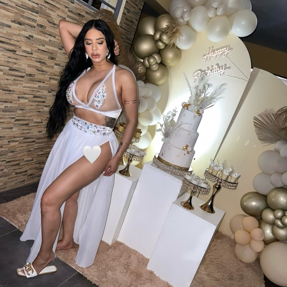 White Floral Two-Piece Set, uniquely made